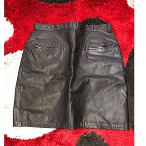 Genuine leather black mini skirt